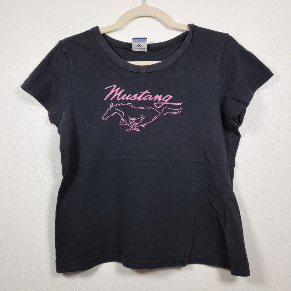 Vintage y2k Mustang Ford Baby Tee Black Car Racing Sports 00s 90s
